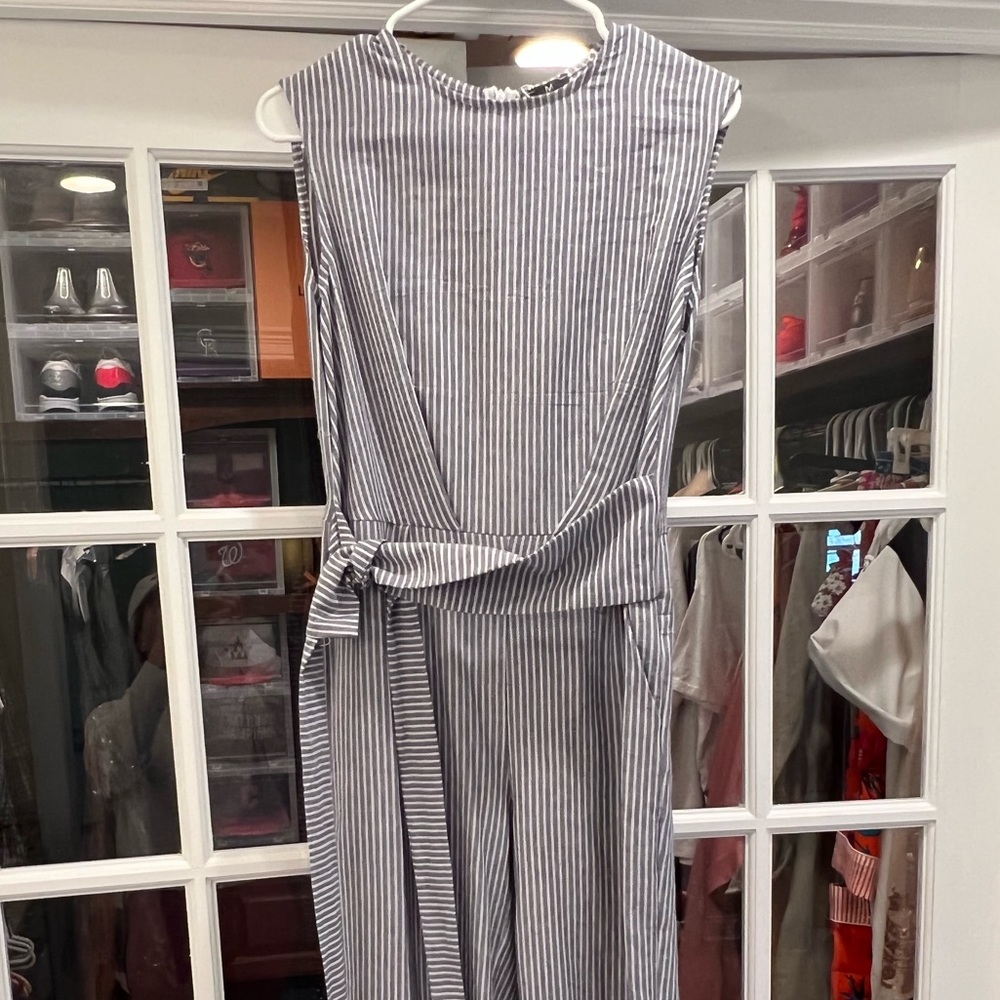 Boutique blue and white wide leg Jumpsuit